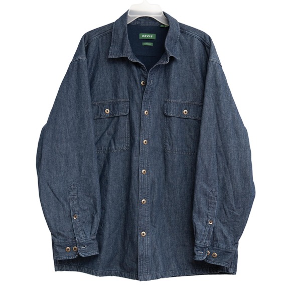 Orvis Other - Orvis Denim Shacket Mens XL Fleece Lined Jacket GorpCore Cabin Western Fishing